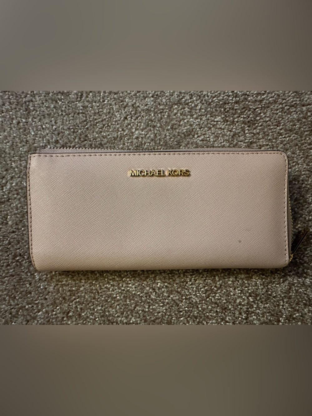 Michael Kors Pink Saffiano Long Zip Wallet